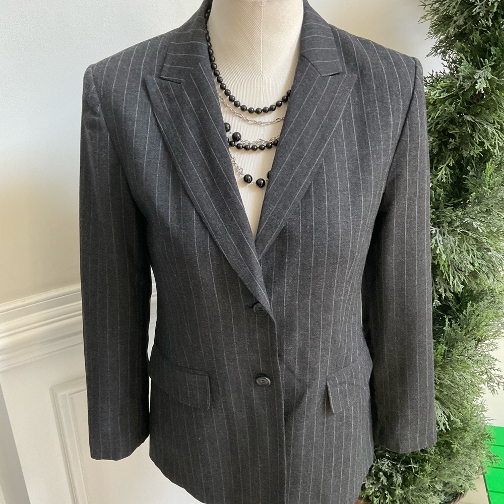 Talbots Gray Pinstripe Blazer Size 8